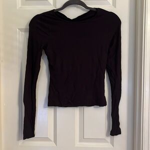 Hollister Black Slim Twist Back Ribbed Long Sleeve